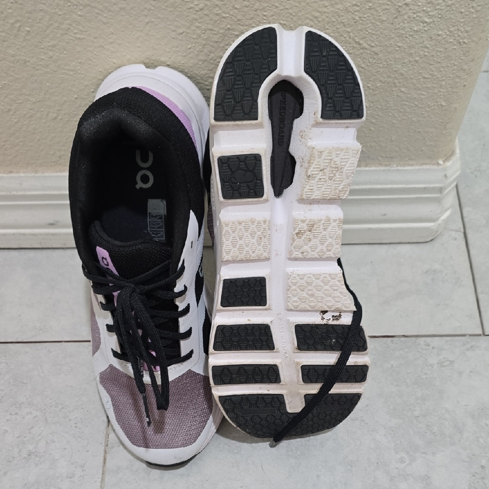 On Running Women's Black, White, and Purple Athletic Shoes
